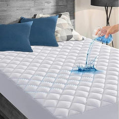 Luxury Quilted Waterproof Mattress Protector – Ultra Soft, Anti-Allergy, Non-Noisy Fitted Bed Cover – Protects Against Spills, Dust Mites, and Stains – Durable, Breathable Microfiber – Available in Single, Small Double, Double, King, and Super King Sizes