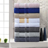 Riccardo Valeria 100% Egyptian Cotton, Face Towel, Hand Towel, and Bath Sheet Set with Greek Border Design - Towels for Everyday Use Unisex Resistant big towel