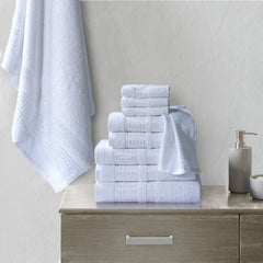 100% Egyptian Cotton, Face Towel, Hand Towel, and Bath Sheet Set with Greek Border Design White Towels for Everyday Use Unisex Resistant big towel