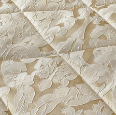 3 PC Quilted Jacquard Bedspread Quilted Comforter Bedding Set Pillows & Cushions (LucyBeige)