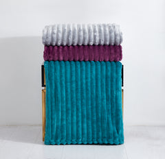 Fleece Throw Blanket Twin Size | 300GSM Super Soft Lightweight Plush Striped