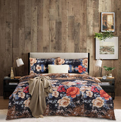 4 Piece Duvet Cover with Fitted sheet & Pillow Case Quilt Cover Bedding Set