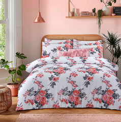 LILY WHITE 4 Piece Luxury Bedding Set – Includes Duvet Cover, Fitted Sheet, 2 Pillowcases – Super Soft, Breathable Fabric – Elegant Floral, Greek, and Jacquard Designs