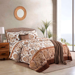 LIVIA BROWN 4 Piece Luxury Bedding Set – Includes Duvet Cover, Fitted Sheet, 2 Pillowcases – Super Soft, Breathable Fabric – Elegant Floral, Greek, and Jacquard Designs