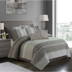 LINEA BEIGE 4 Piece Luxury Bedding Set – Includes Duvet Cover, Fitted Sheet, 2 Pillowcases – Super Soft, Breathable Fabric – Elegant Floral, Greek, and Jacquard Designs