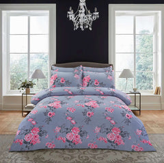 LILY GRAY 4 Piece Luxury Bedding Set – Includes Duvet Cover, Fitted Sheet, 2 Pillowcases – Super Soft, Breathable Fabric – Elegant Floral, Greek, and Jacquard Designs