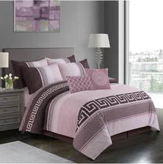 LINEA BROWN 4 Piece Luxury Bedding Set – Includes Duvet Cover, Fitted Sheet, 2 Pillowcases – Super Soft, Breathable Fabric – Elegant Floral, Greek, and Jacquard Designs