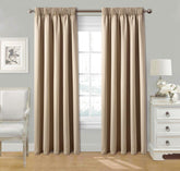 Ready Made Fully Lined Heavy Thick Pencil Pleat Ring Tape Top House Curtains UK Beige