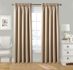 Ready Made Fully Lined Heavy Thick Pencil Pleat Ring Tape Top House Curtains UK Beige