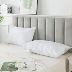 Hotel Quality Bounce Back Microfiber Pillow Pair | Ultra-Soft, Hypoallergenic, Skin-Friendly, Breathable & Supportive | Perfect for Back, Side & Stomach Sleepers | Machine Washable & Durable