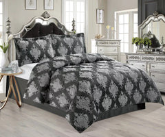 3 PC Quilted Jacquard Bedspread Quilted Comforter Bedding Set Pillows & Cushions (emmagrey)