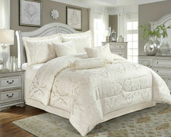 3 PC Quilted Jacquard Bedspread Quilted Comforter Bedding Set Pillows & Cushions (Lucycream)