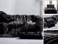 Luxury 2 Ply Heavy Blanket Thick Warm Soft Bed throw Double Sided 200 cm x240 cm (Black)
