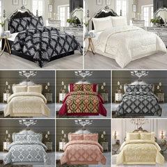 3 PC Quilted Jacquard Bedspread Quilted Comforter Bedding Set Pillows & Cushions