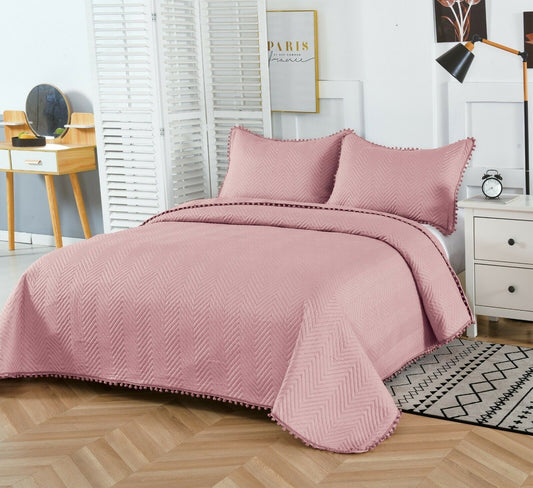 Pom Pom Bedspread Pink