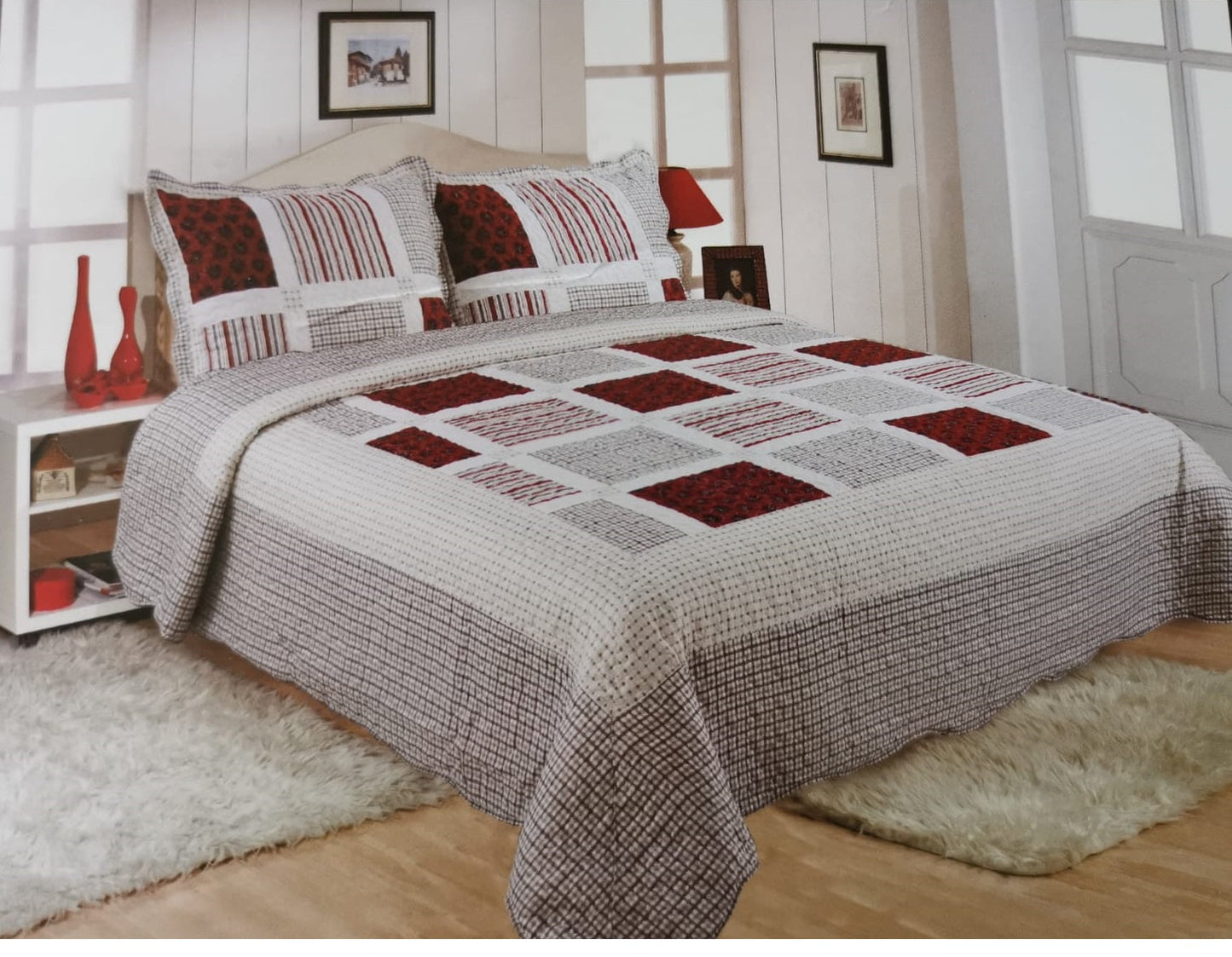 Patchwork Bedspreads 3 Pcs with Pillow cases 02