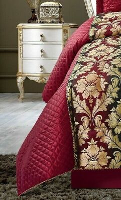 3PCS-CEILA BURGUNDY 3 PCs Quilted Jacquard Bedspread Comforter Bed Throw with Matching Pillows