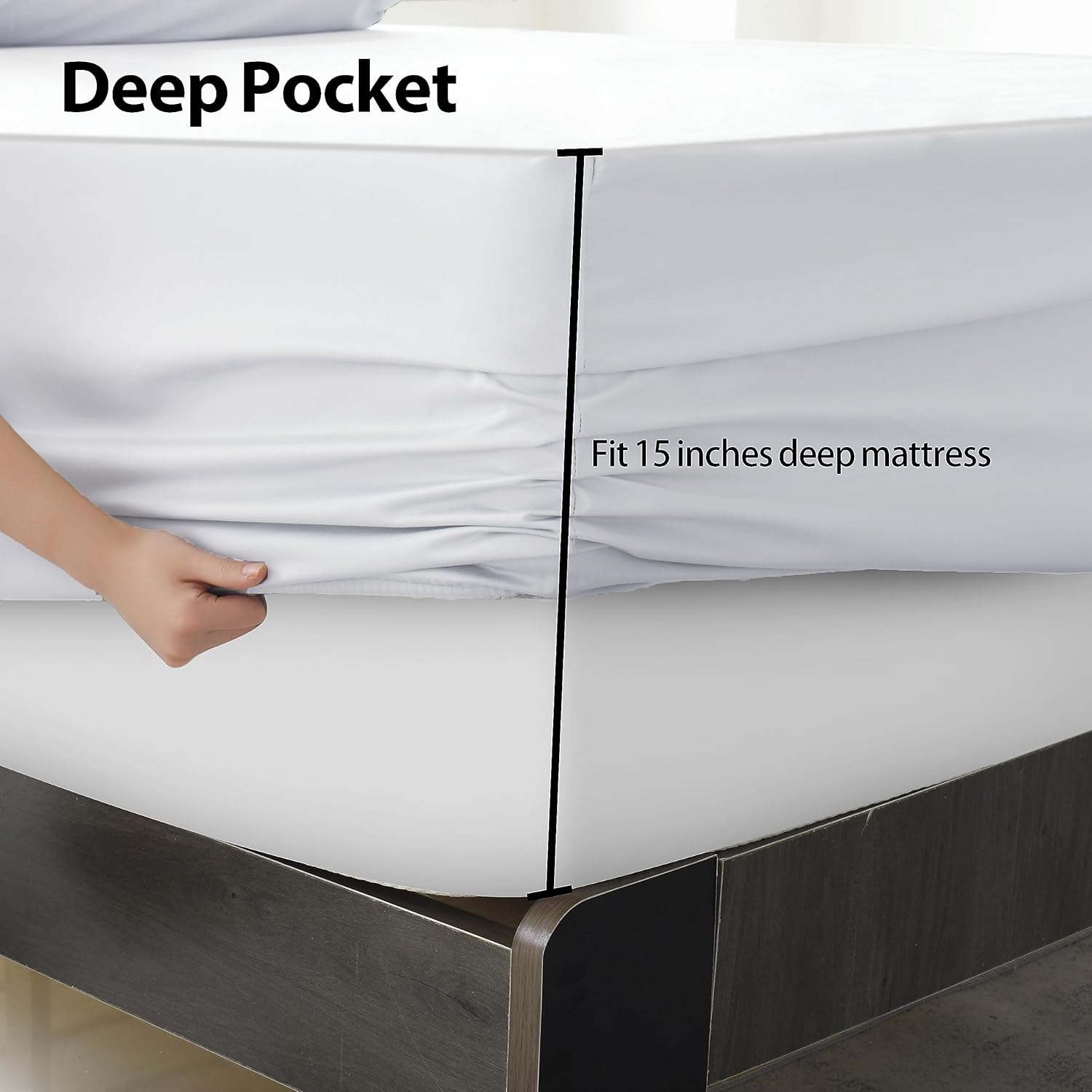 Riccardo Valeria 100- Cotton Sateen Fitted Sheet – Luxury Hotel Quality, Deep Pocket up to 16", Ultra Soft & Breathable, 300 Thread Count, Wrinkle-Free, Cooling, Hypoallergenic, Fade Resistant