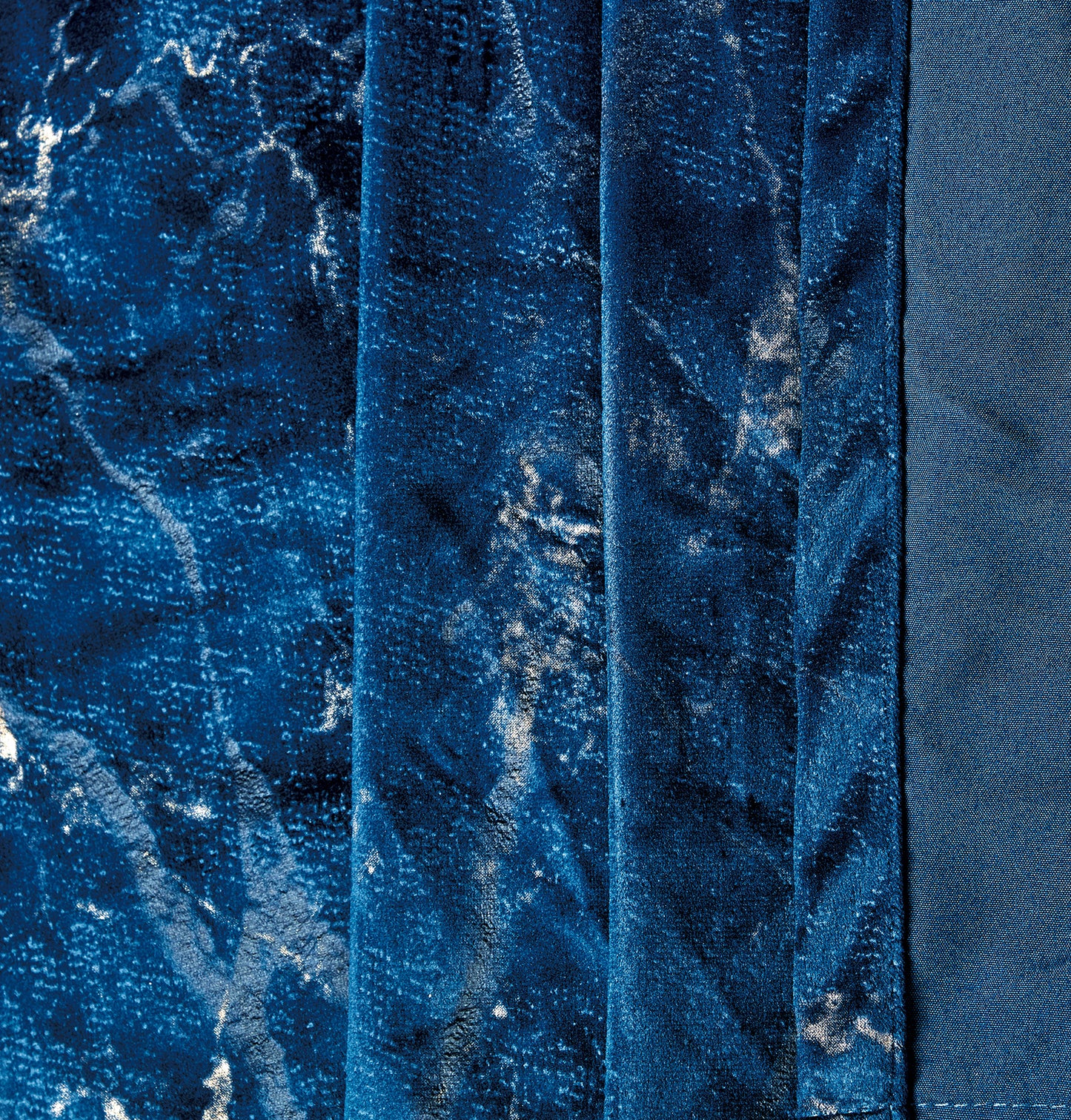 Luxury Blue Colour Marble Velvet Ring Top Curtains