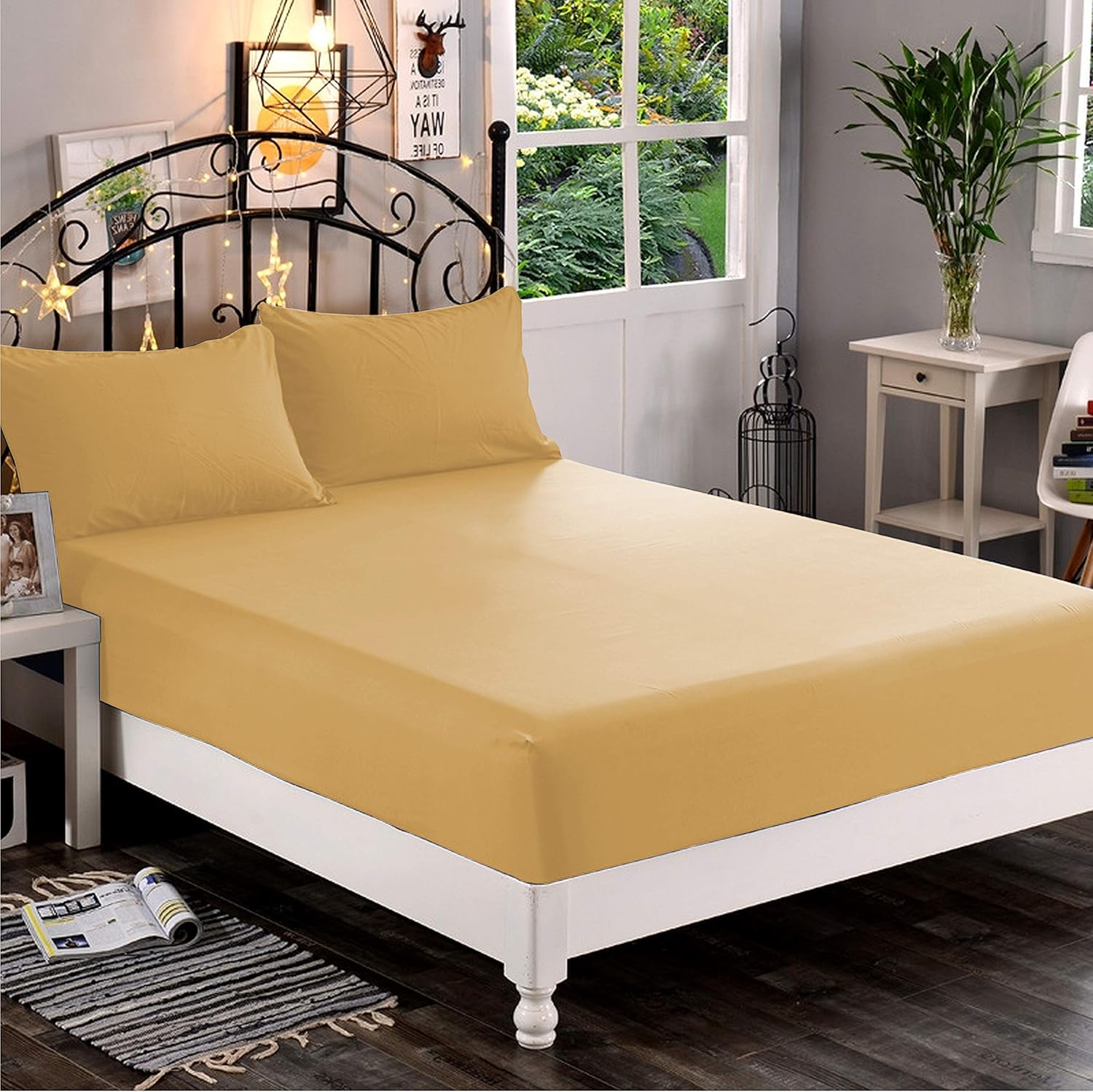 Riccardo Valeria 100- Cotton Sateen Fitted Sheet – Luxury Hotel Quality, Deep Pocket up to 16", Ultra Soft & Breathable, 300 Thread Count, Wrinkle-Free, Cooling, Hypoallergenic, Fade Resistant