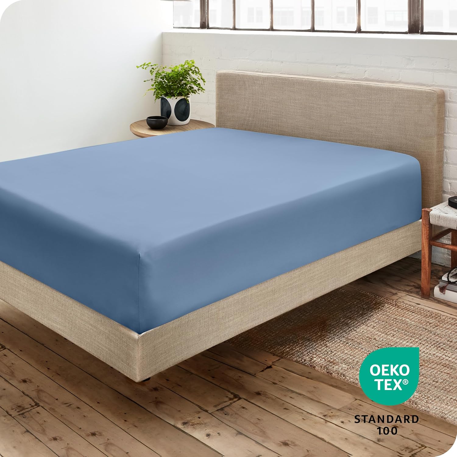 Riccardo Valeria 100- Cotton Sateen Fitted Sheet – Luxury Hotel Quality, Deep Pocket up to 16", Ultra Soft & Breathable, 300 Thread Count, Wrinkle-Free, Cooling, Hypoallergenic, Fade Resistant