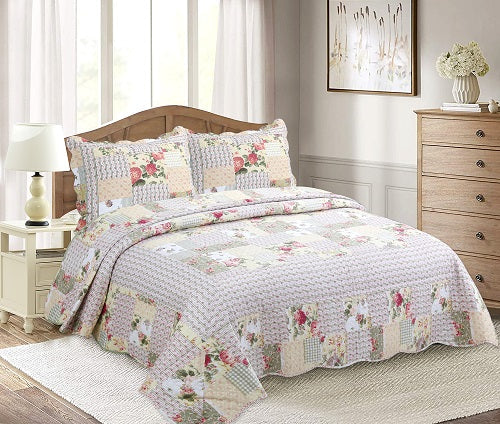 Patchwork Bedspreads 3 Pcs with Pillow cases 03