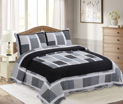 Patchwork Bedspreads 3 Pcs with Pillow cases 03