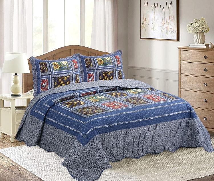 Patchwork Bedspreads 3 Pcs with Pillow cases 04