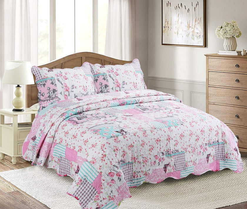 Patchwork Bedspreads 3 Pcs with Pillow cases 03