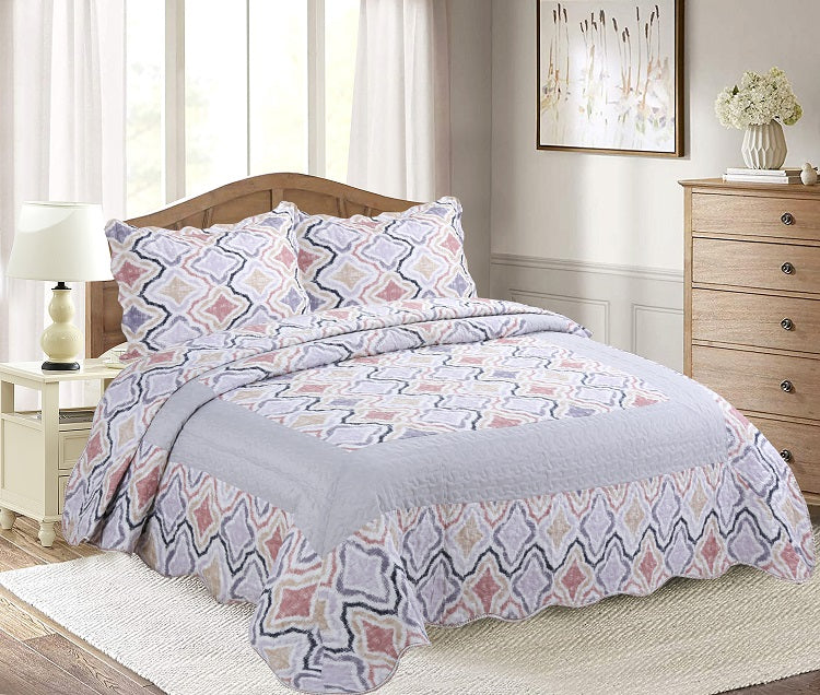 Patchwork Bedspreads 3 Pcs with Pillow cases 04