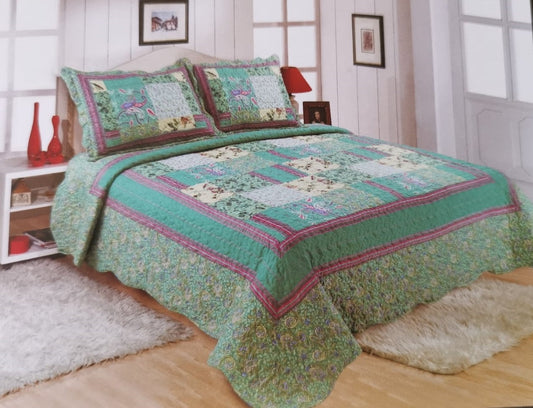 Patchwork Bedspreads 3 Pcs with Pillow cases 03