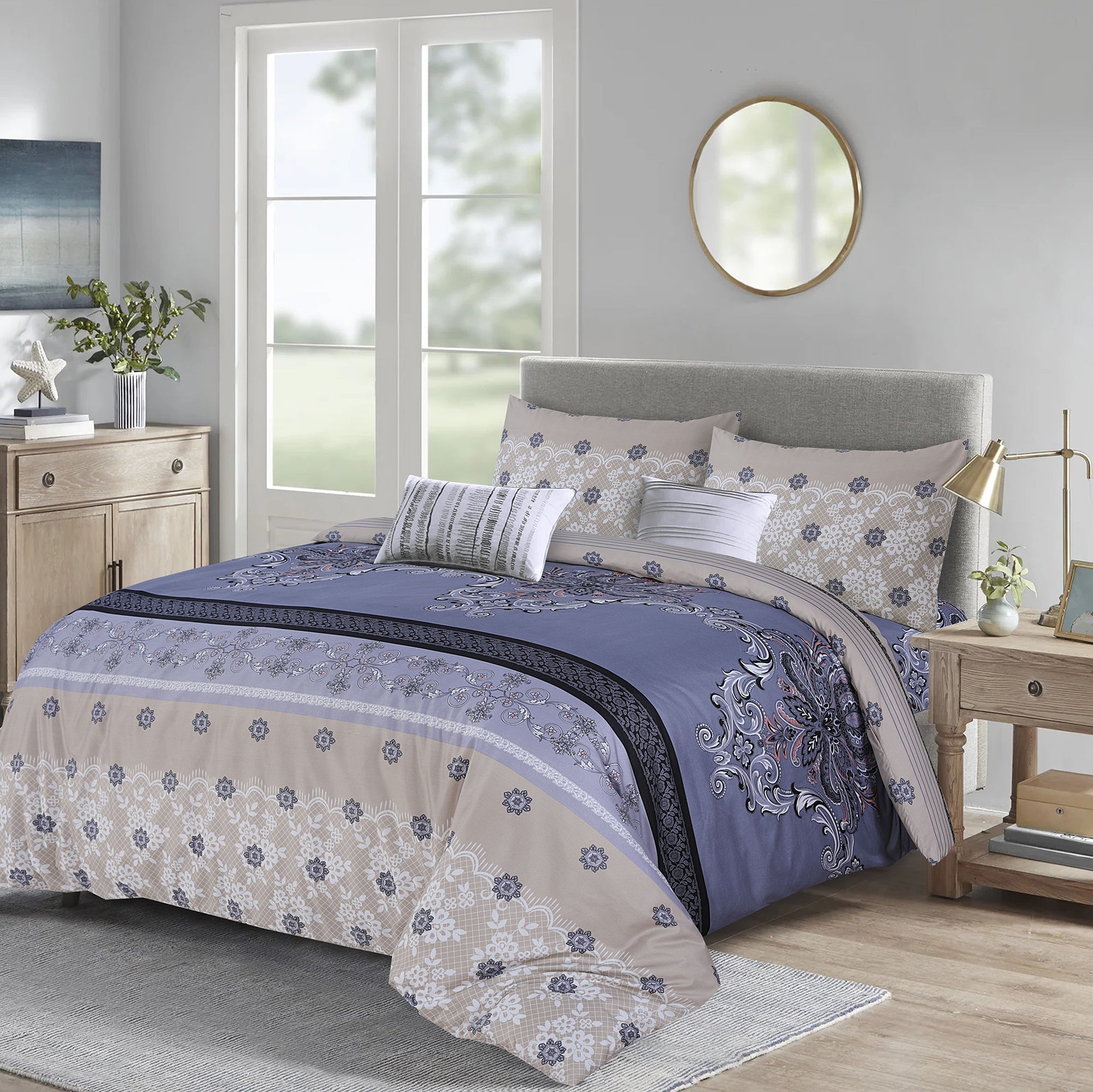 4 Piece Duvet Cover with Fitted sheet & Pillow Case Quilt Cover Bedding Set
