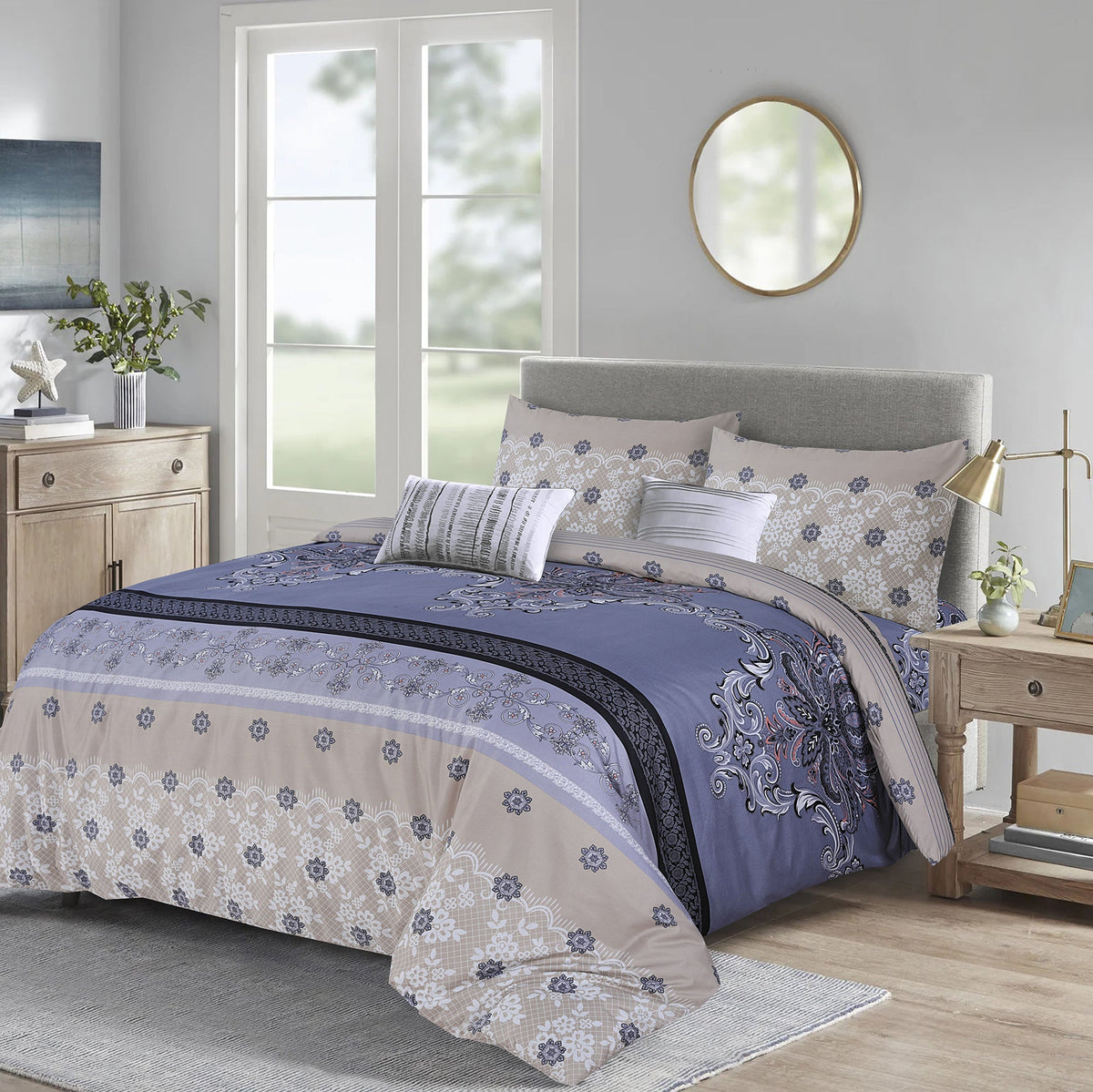 4 Piece Duvet Cover with Fitted sheet & Pillow Case Quilt Cover Bedding Set