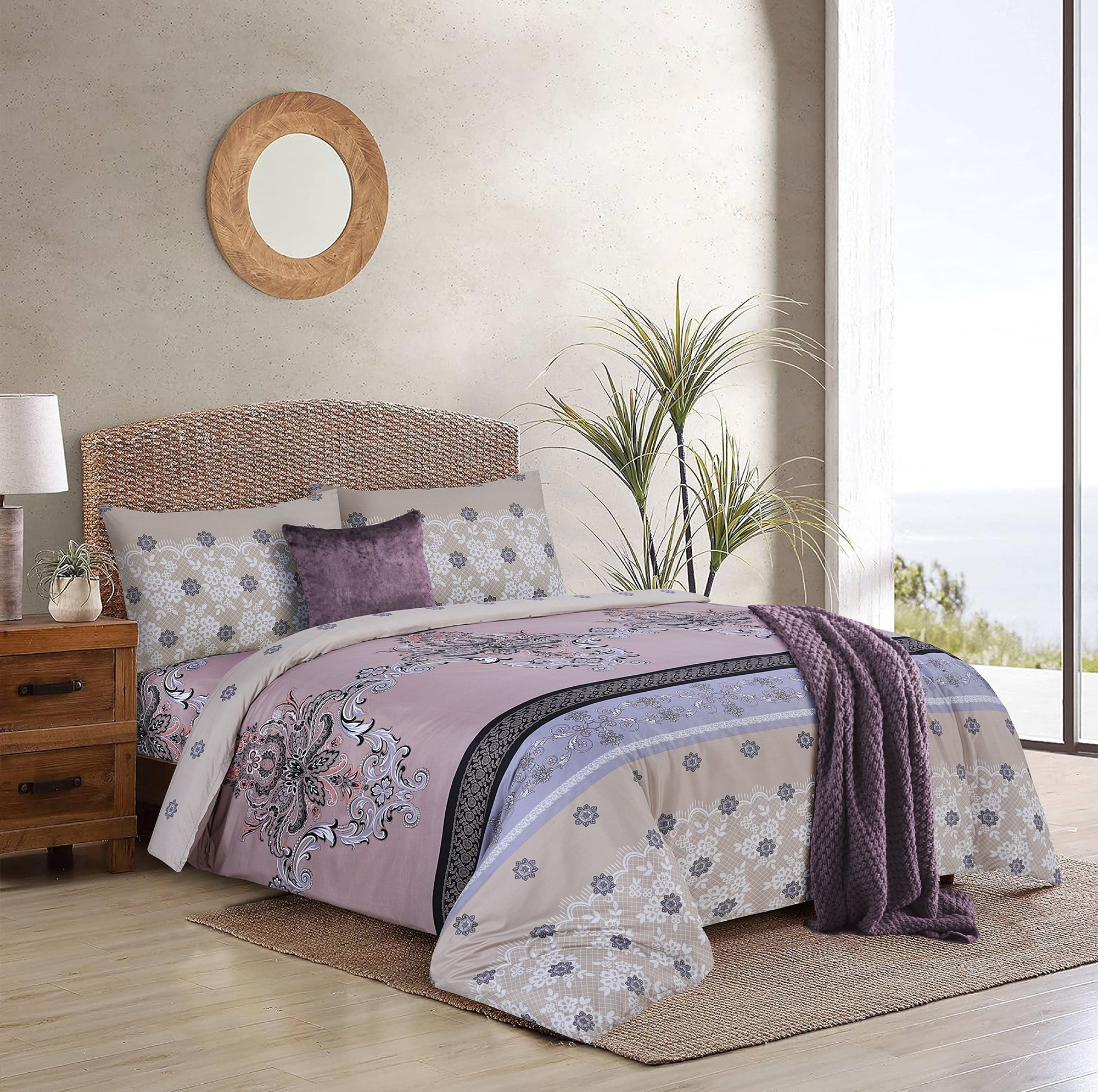 4 Piece Duvet Cover with Fitted sheet & Pillow Case Quilt Cover Bedding Set