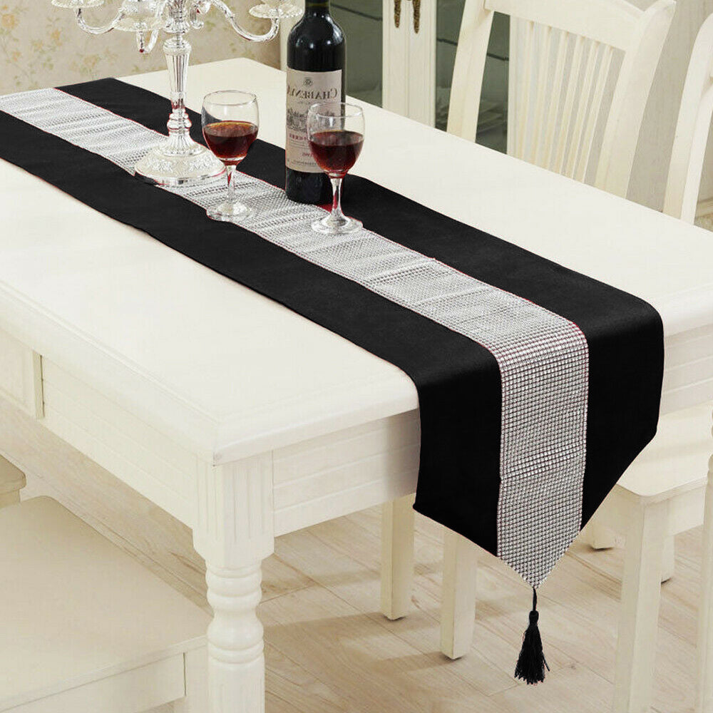 DIAMANTE TABLE RUNNERS BLACK