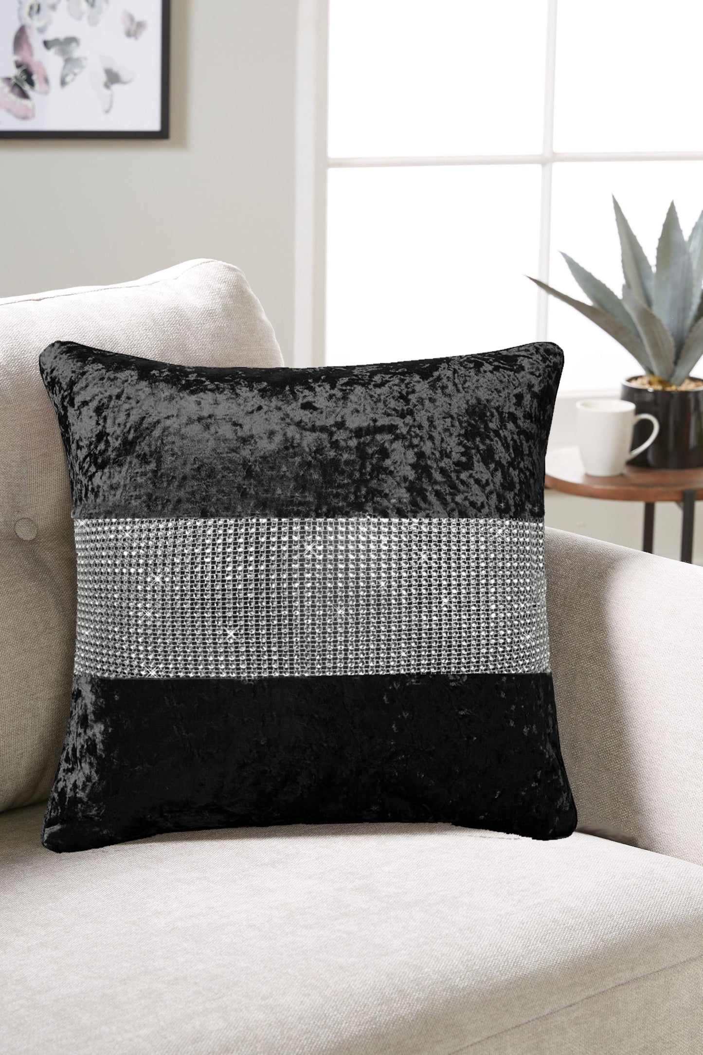 Diamante Crushed Velvet Cushion Covers