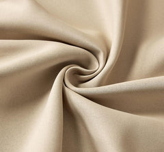 Pair of EYELET Ring Top Thermal BLACKOUT LINED Plain Curtains + Tie Backs Beige