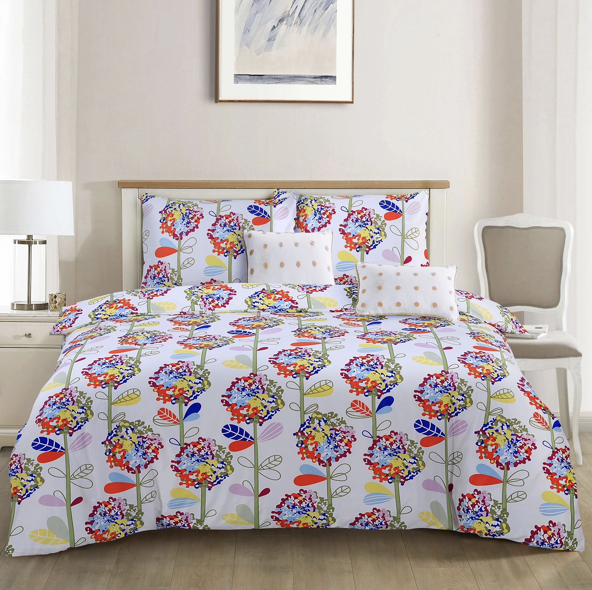 4 Piece Duvet Cover with Fitted sheet & Pillow Case Quilt Cover Bedding Set