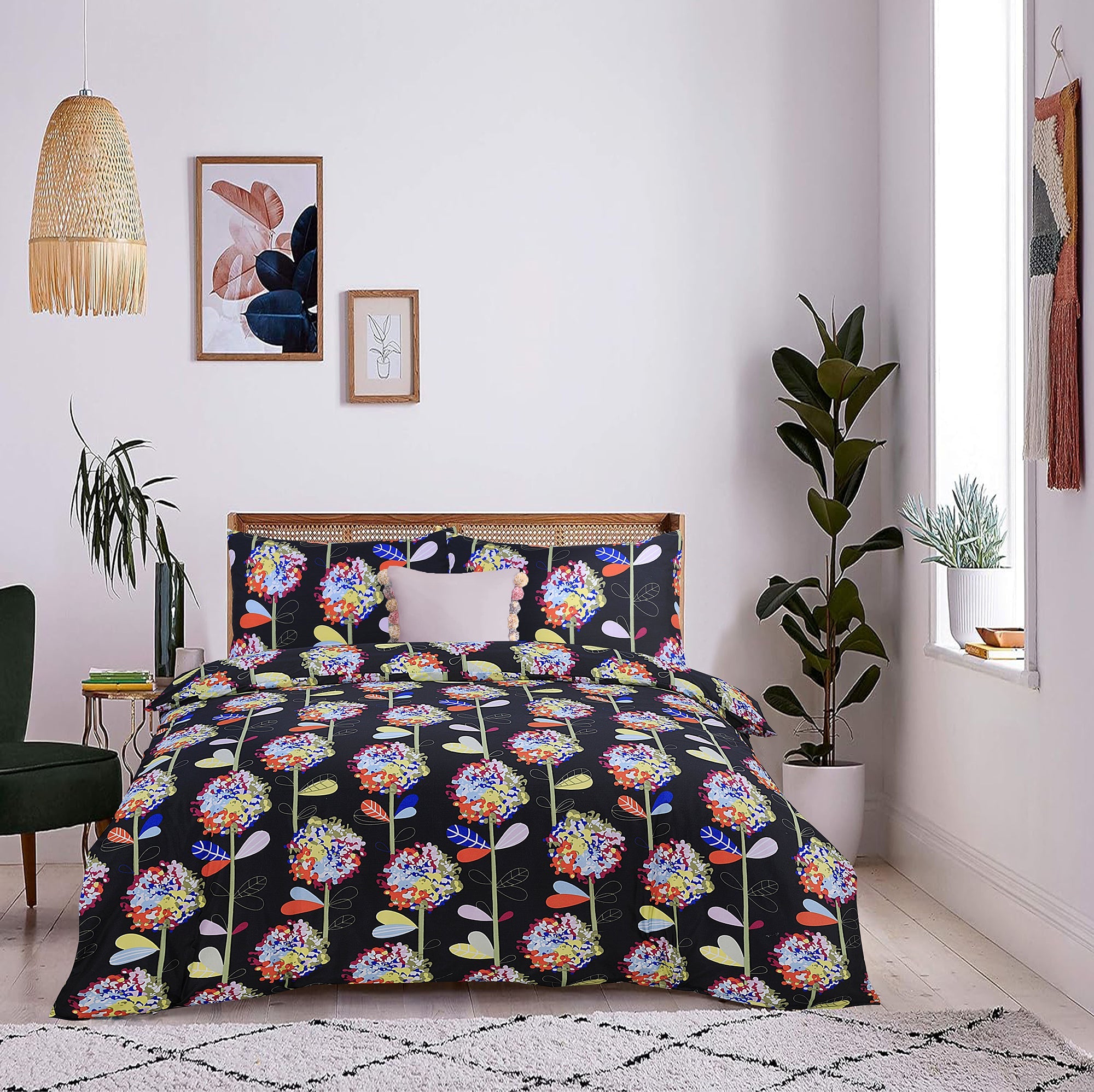 4 Piece Duvet Cover with Fitted sheet & Pillow Case Quilt Cover Bedding Set
