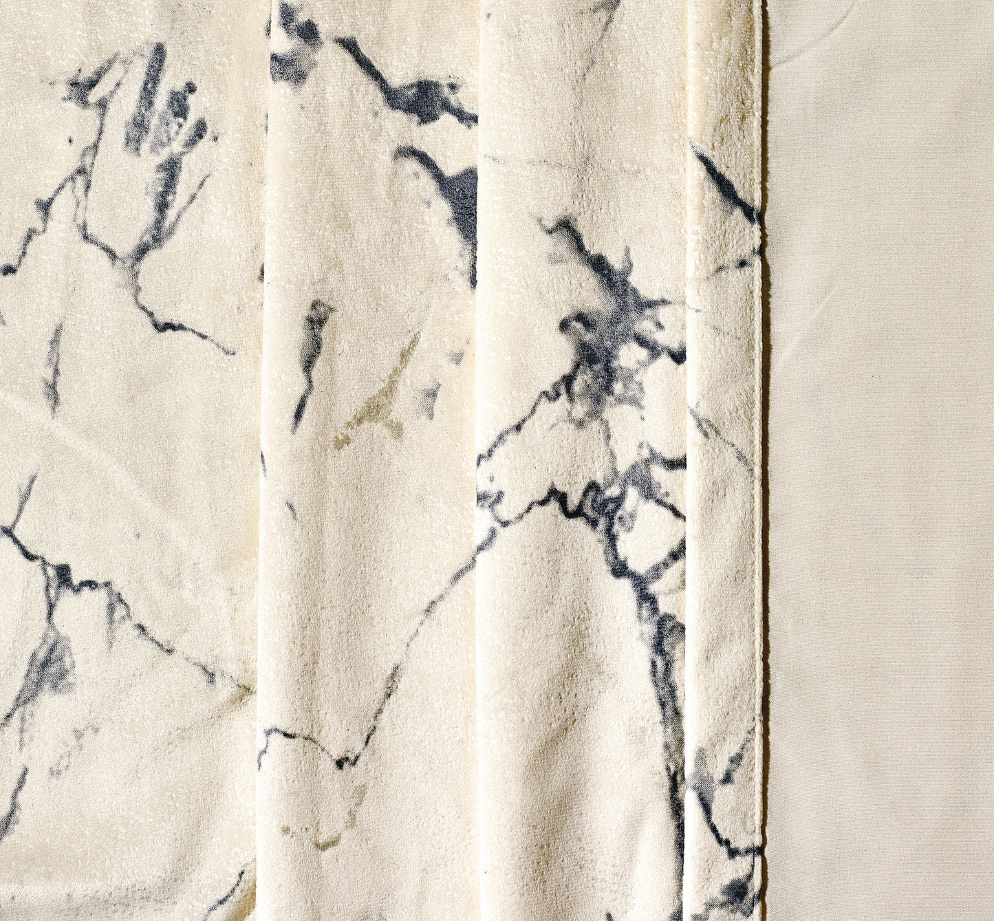 Luxury Cream Colour Marble Velvet Ring Top Curtains