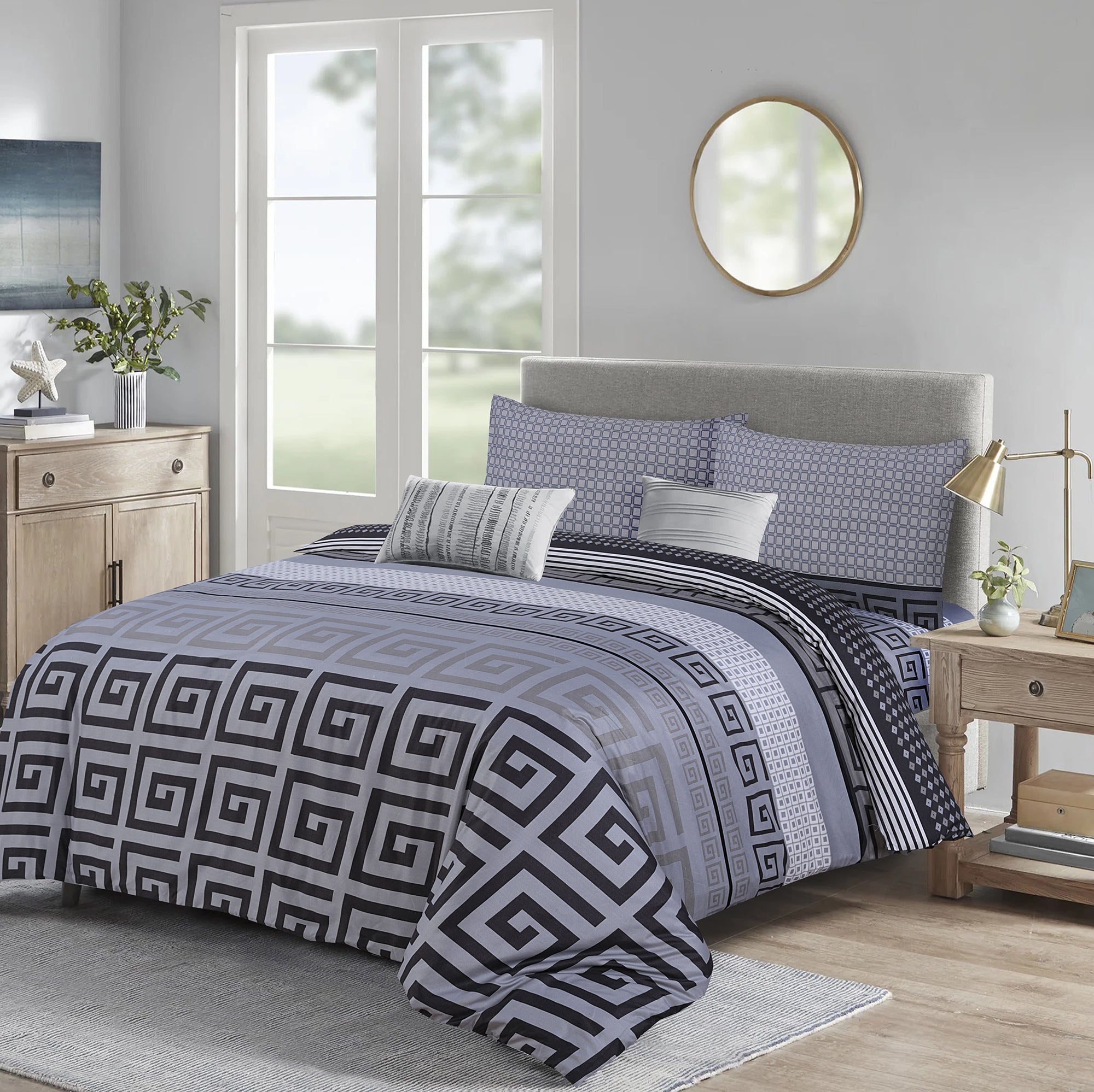 4 Piece Duvet Cover with Fitted sheet & Pillow Case Quilt Cover Bedding Set