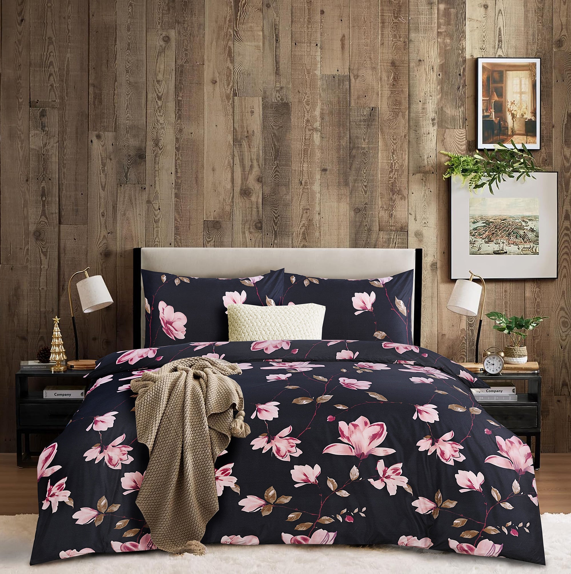 4 Piece Duvet Cover with Fitted sheet & Pillow Case Quilt Cover Bedding Set