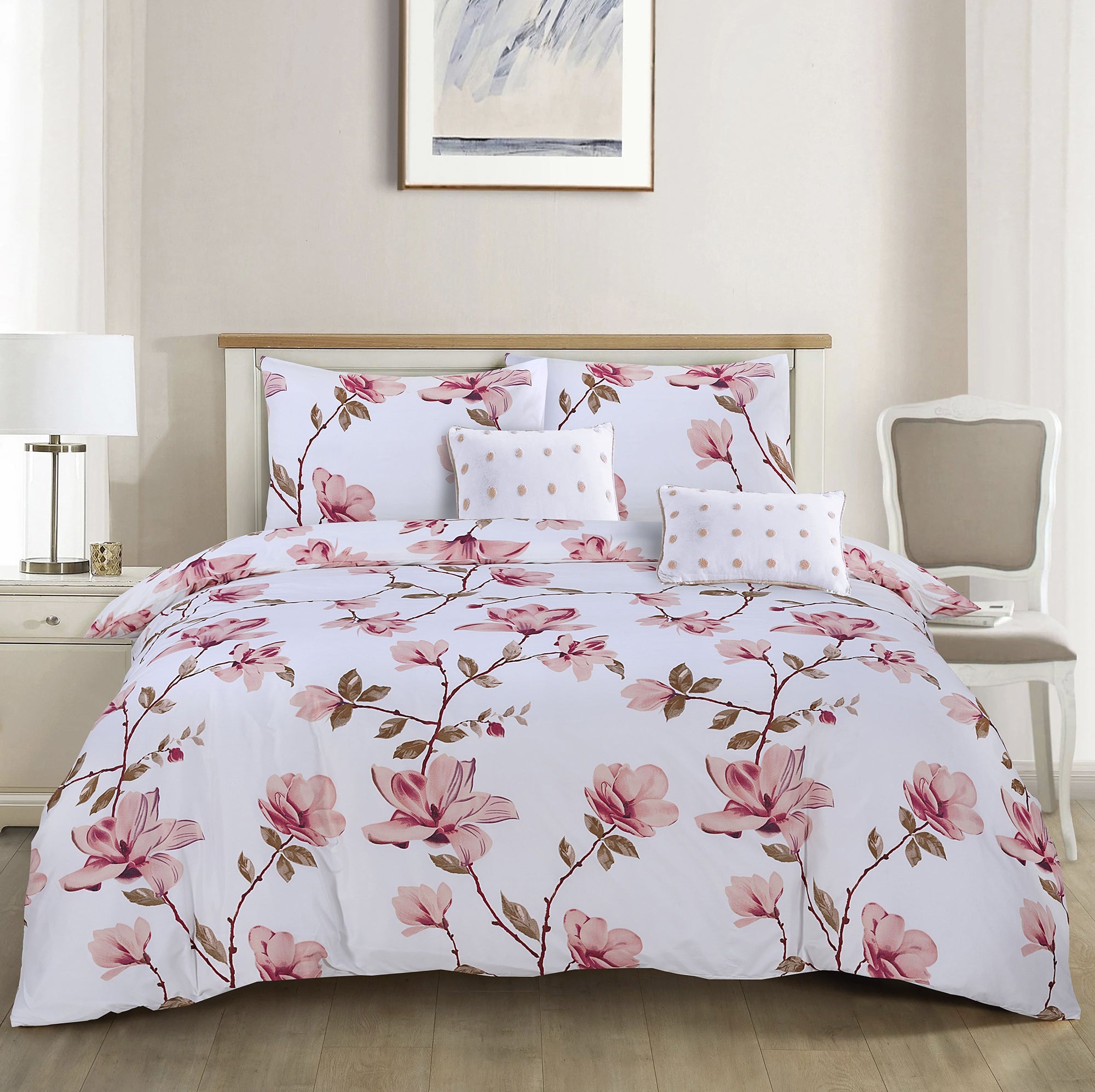 4 Piece Duvet Cover with Fitted sheet & Pillow Case Quilt Cover Bedding Set