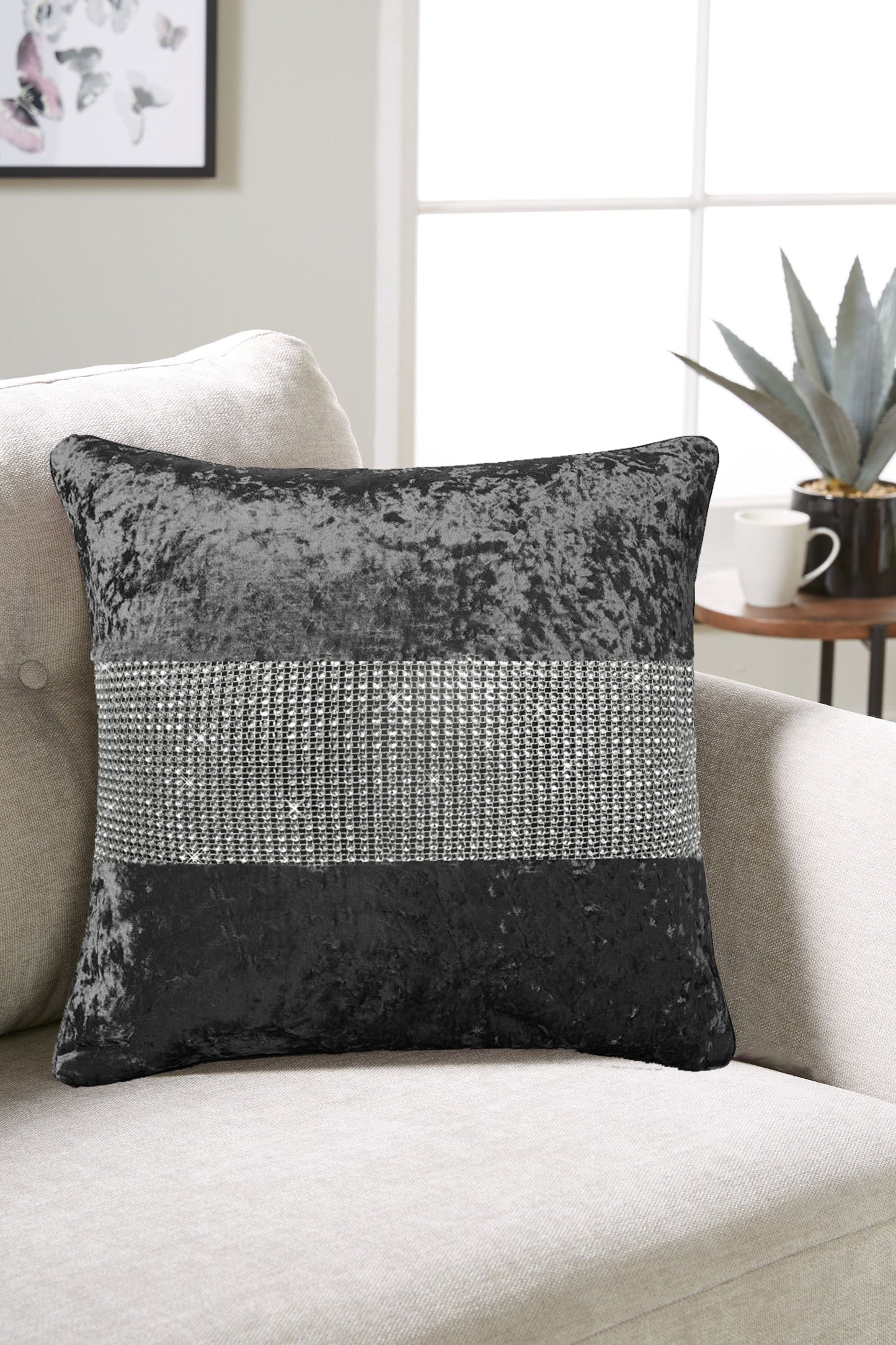 Diamante Crushed Velvet Cushion Covers