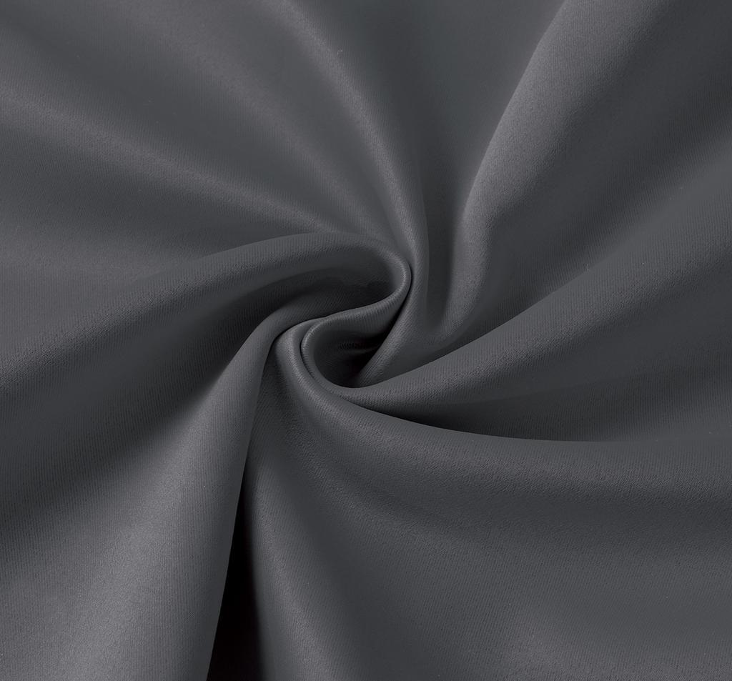Pair of EYELET Ring Top Thermal BLACKOUT LINED Plain Curtains + Tie Backs Gray