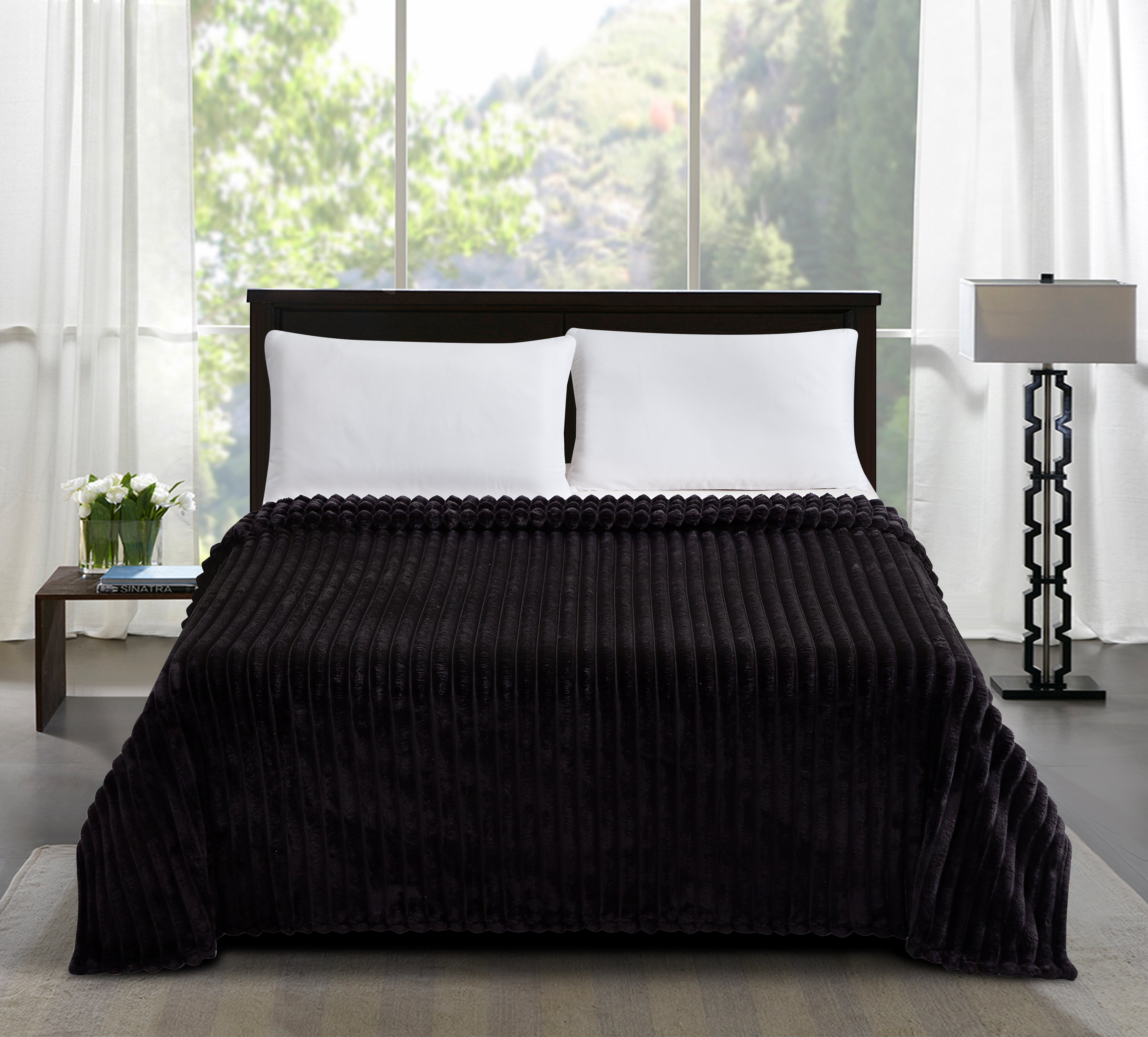 Fleece Throw Blanket Twin Size | 300GSM Super Soft Lightweight Plush Striped