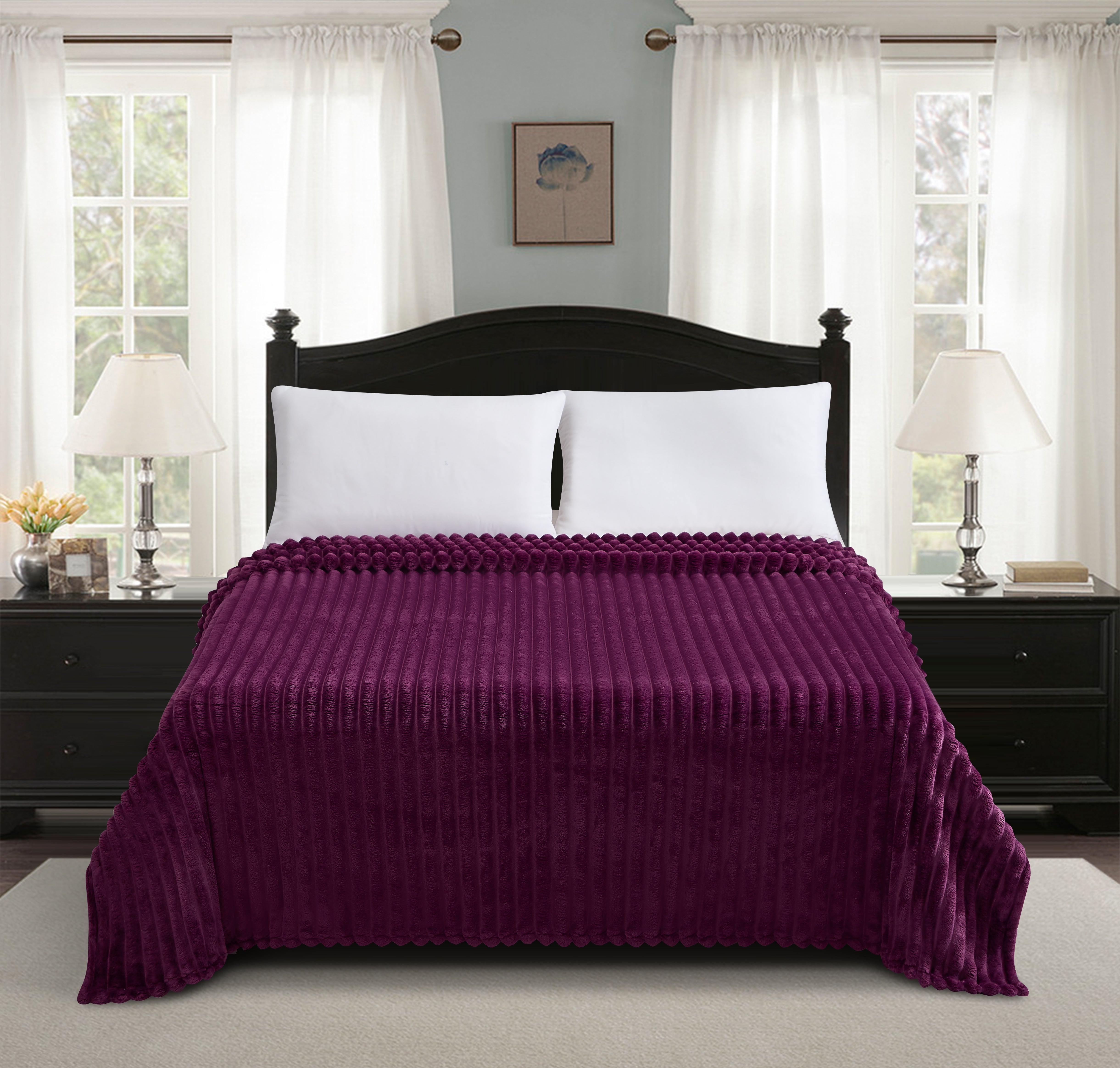 Fleece Throw Blanket Twin Size | 300GSM Super Soft Lightweight Plush Striped