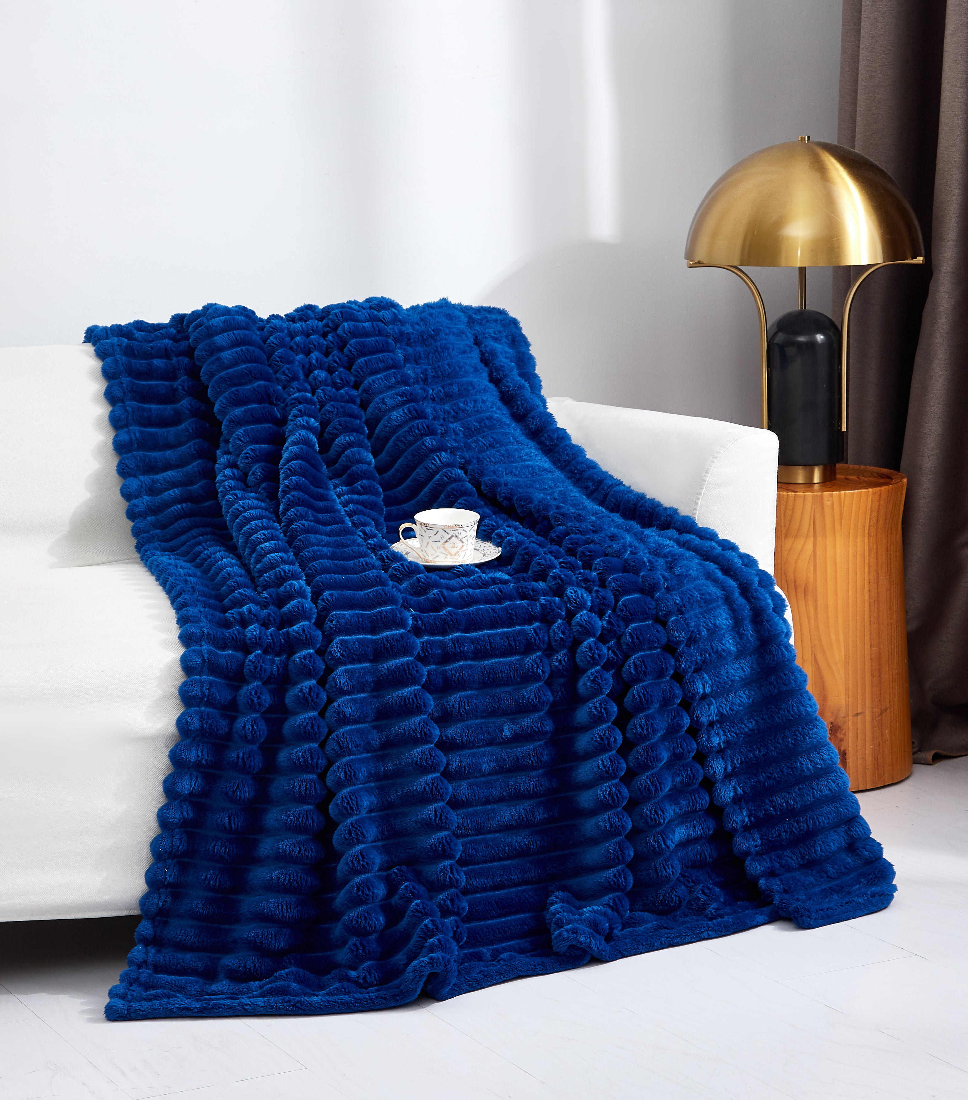 Fleece Throw Blanket Twin Size | 300GSM Super Soft Lightweight Plush Striped