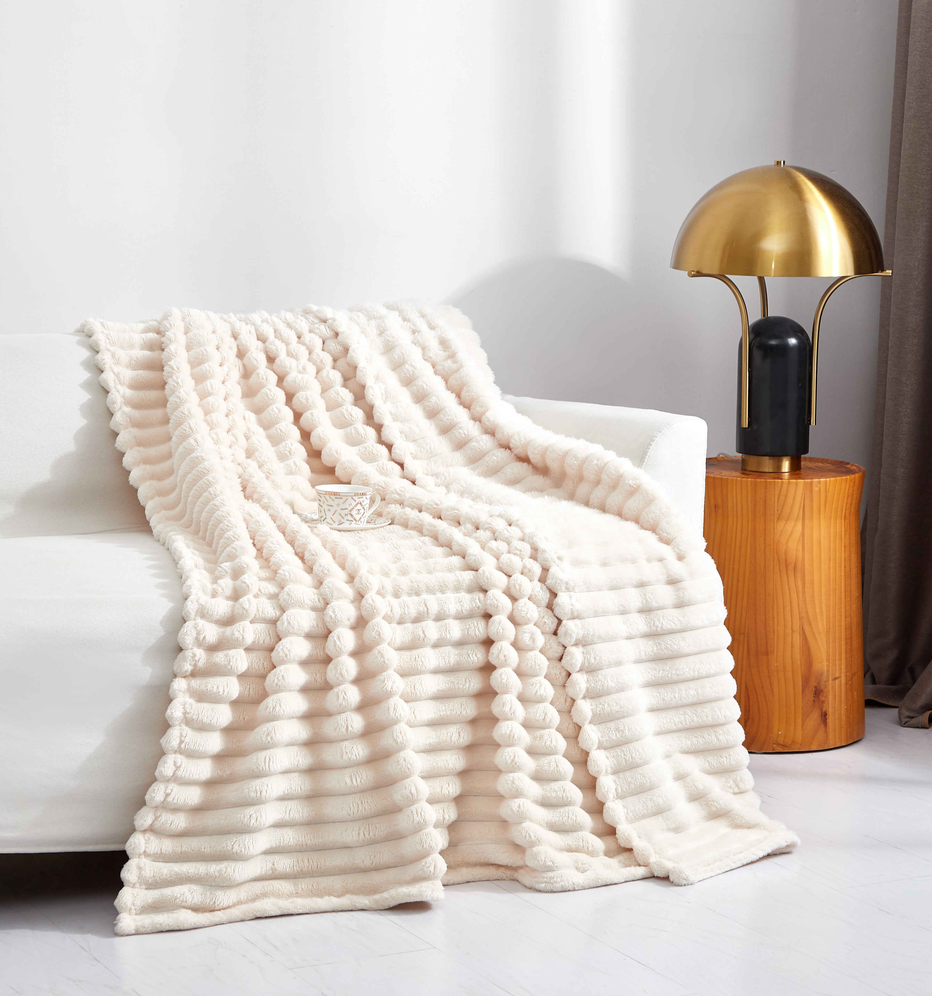 Fleece Throw Blanket Twin Size | 300GSM Super Soft Lightweight Plush Striped