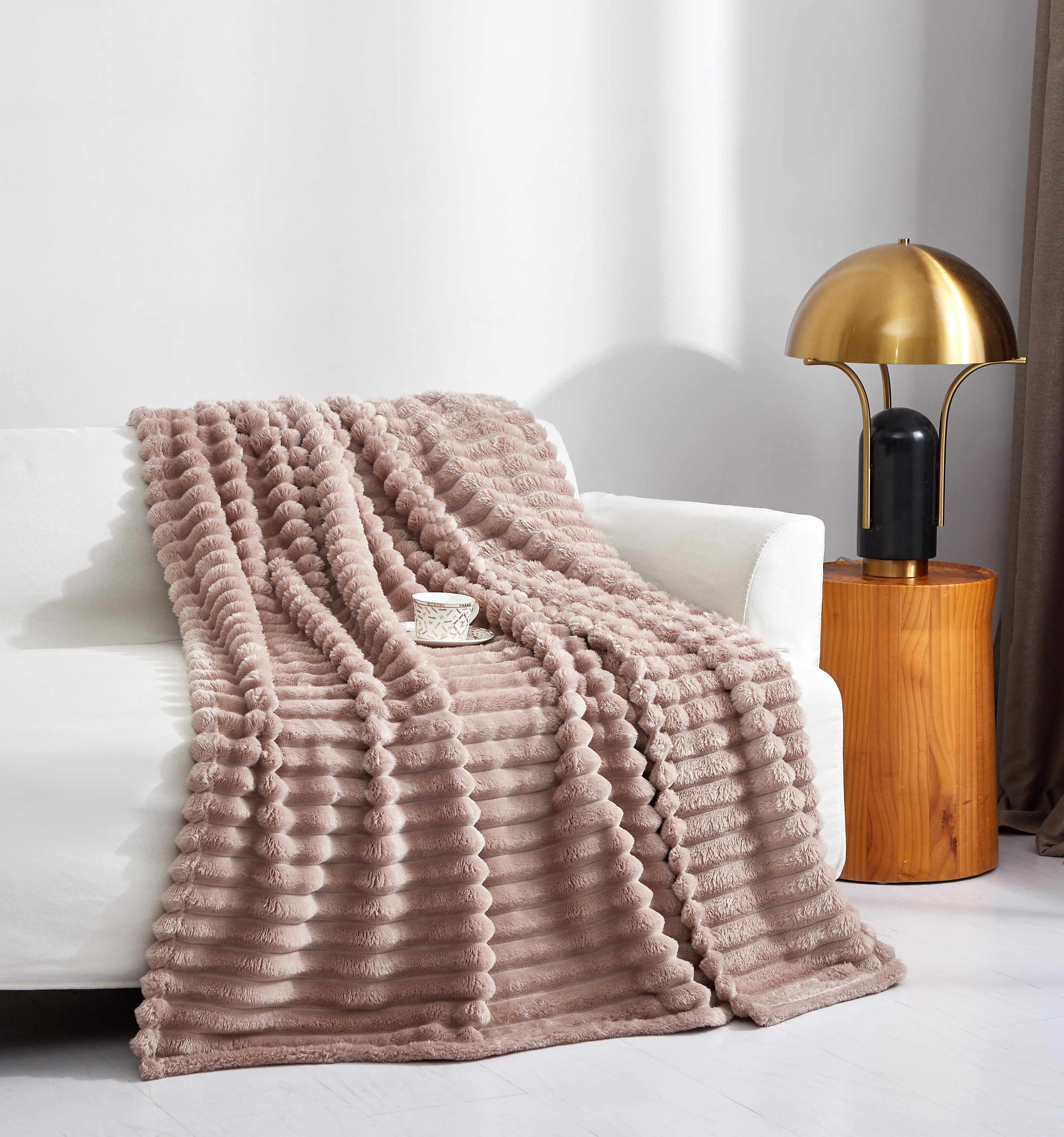 Fleece Throw Blanket Twin Size | 300GSM Super Soft Lightweight Plush Striped
